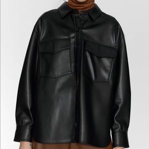Zara Leather Shirt Jacket